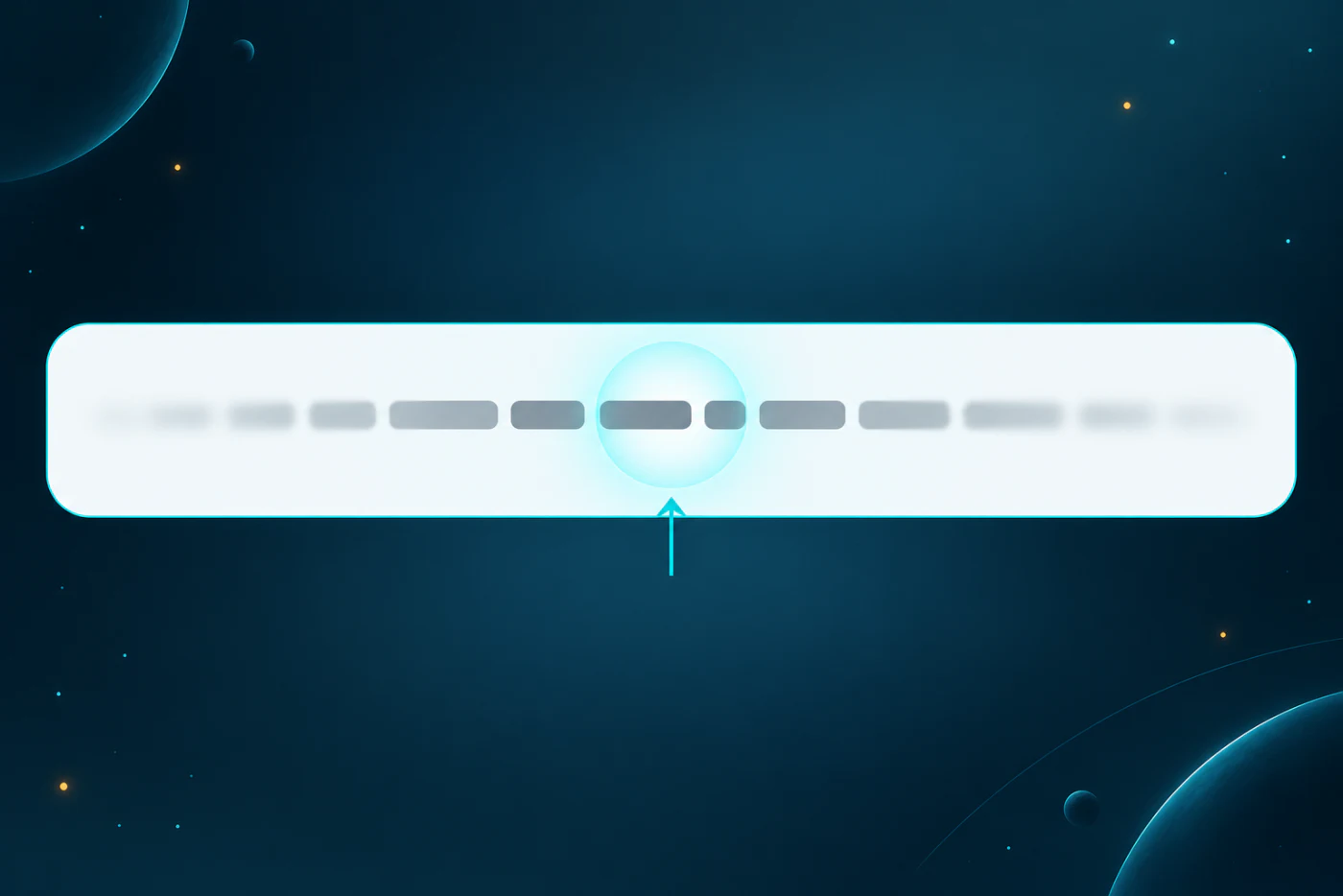 The field of sharp vision in a line of text: one glance takes in only a few words sharply, the rest of the line is blurred