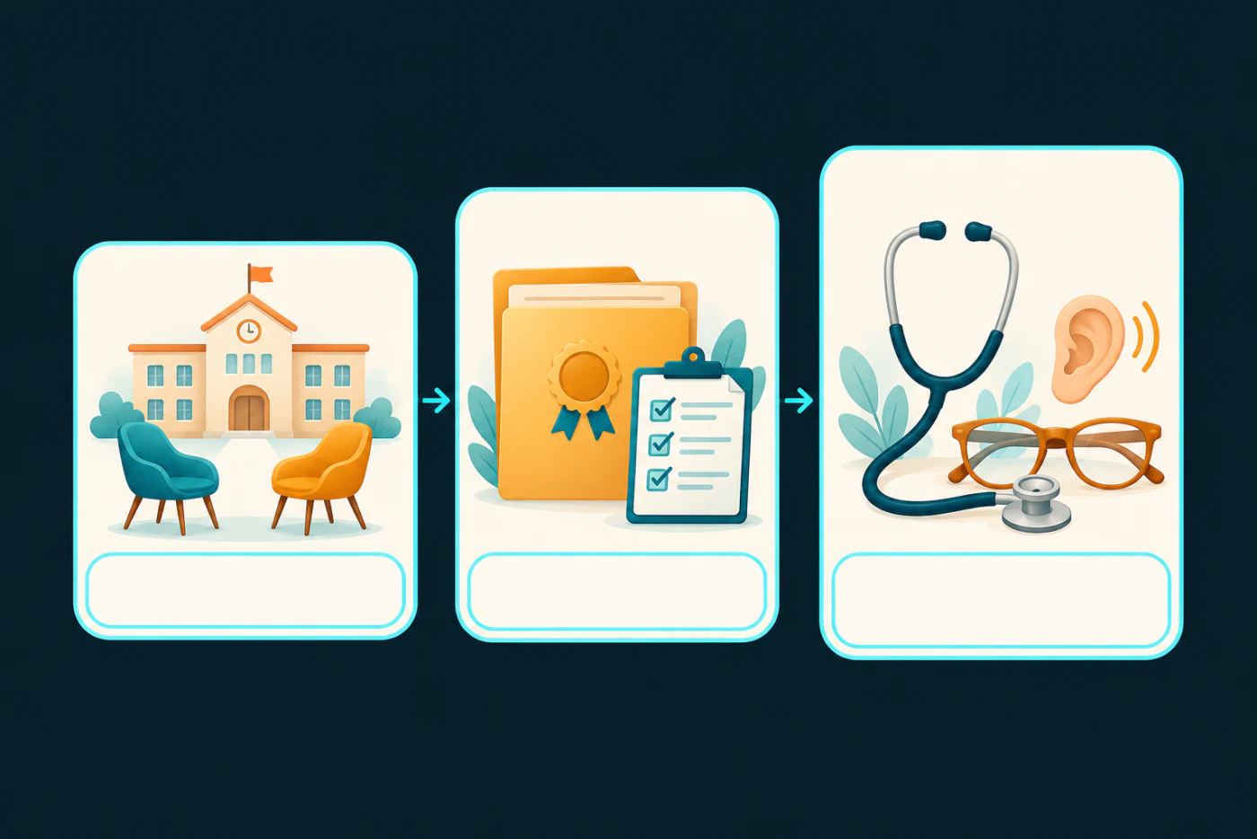 Three addresses in the order they are visited: school, the educational psychology service, a doctor
